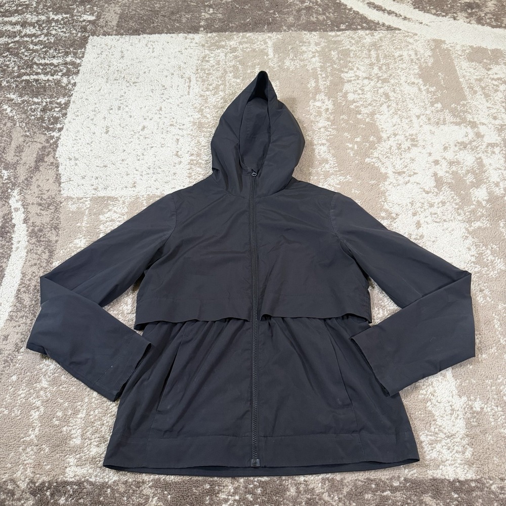 Lululemon Non-Stop Jacket Women's 6 Black Hooded Water-Repellent Full Zip